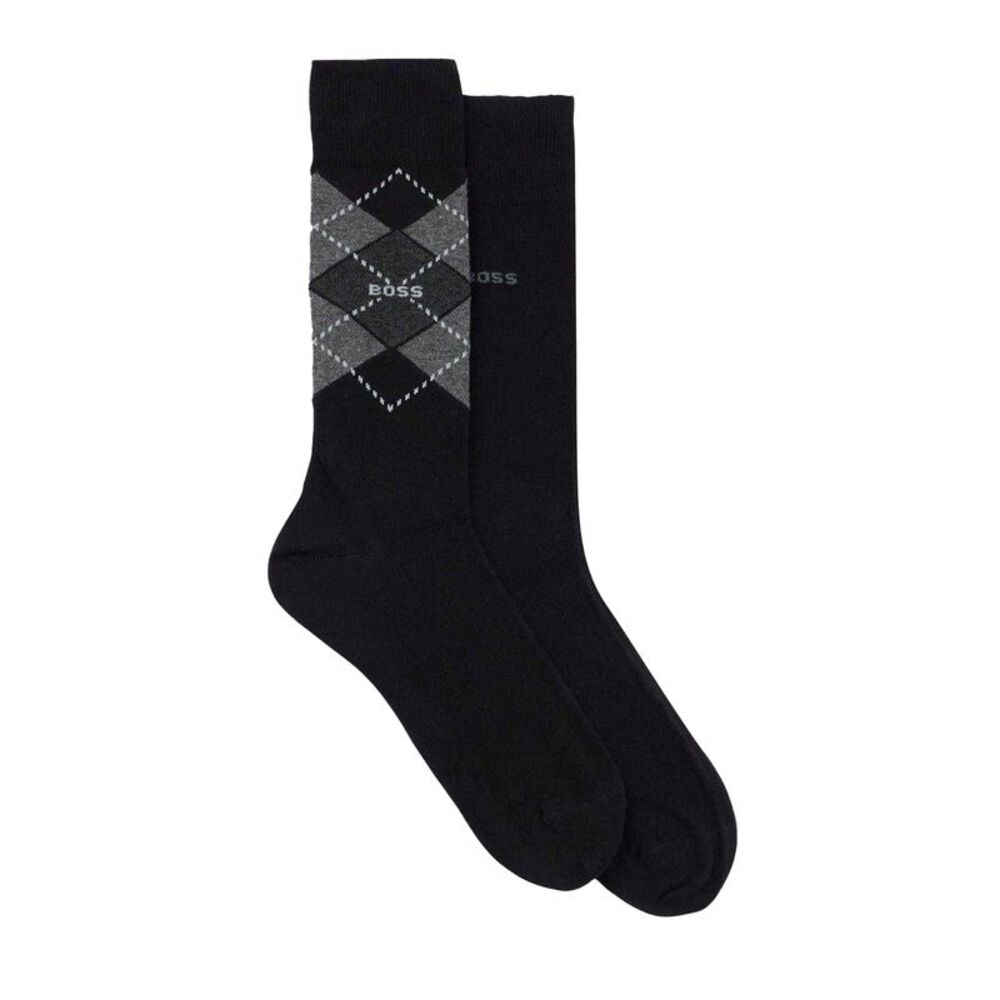 Boss Mens Argyle Crew Socks (Pack of 2) / Black